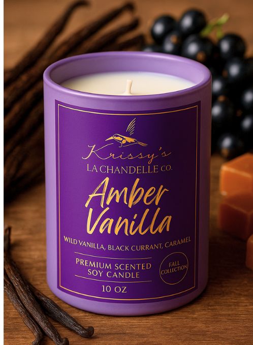 Amber Vanilla – Wild Vanilla, Black Currant & Caramel Candle 10 oz