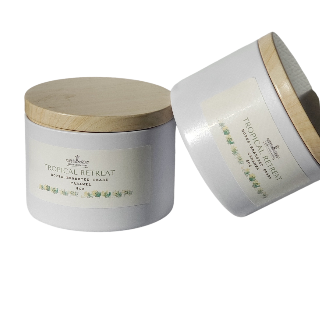 Tropical Retreat Scented Candle 8 oz Summer Tin Candle
