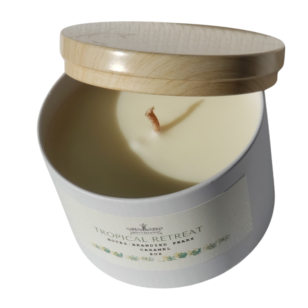 Tropical Retreat Scented Candle 8 oz Summer Tin Candle